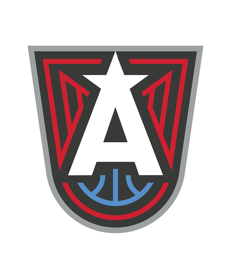 Atlanta Dream A-Shield logo colored in gray, red, blue and white